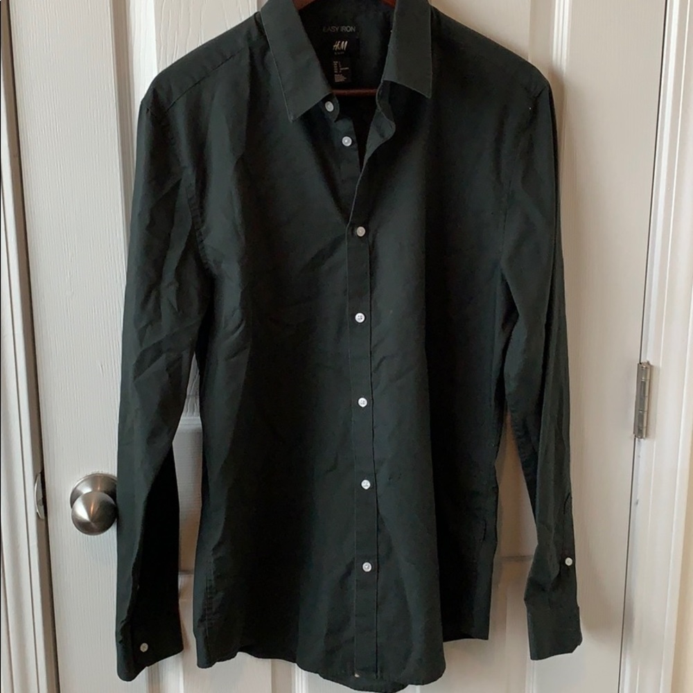 Green H&M easy iron dress shirt